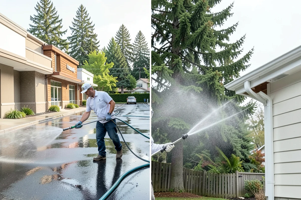 Exterior Gutter Whitening in Lyman, Skagit County, WA - Rinse loose grime from the gutter faces