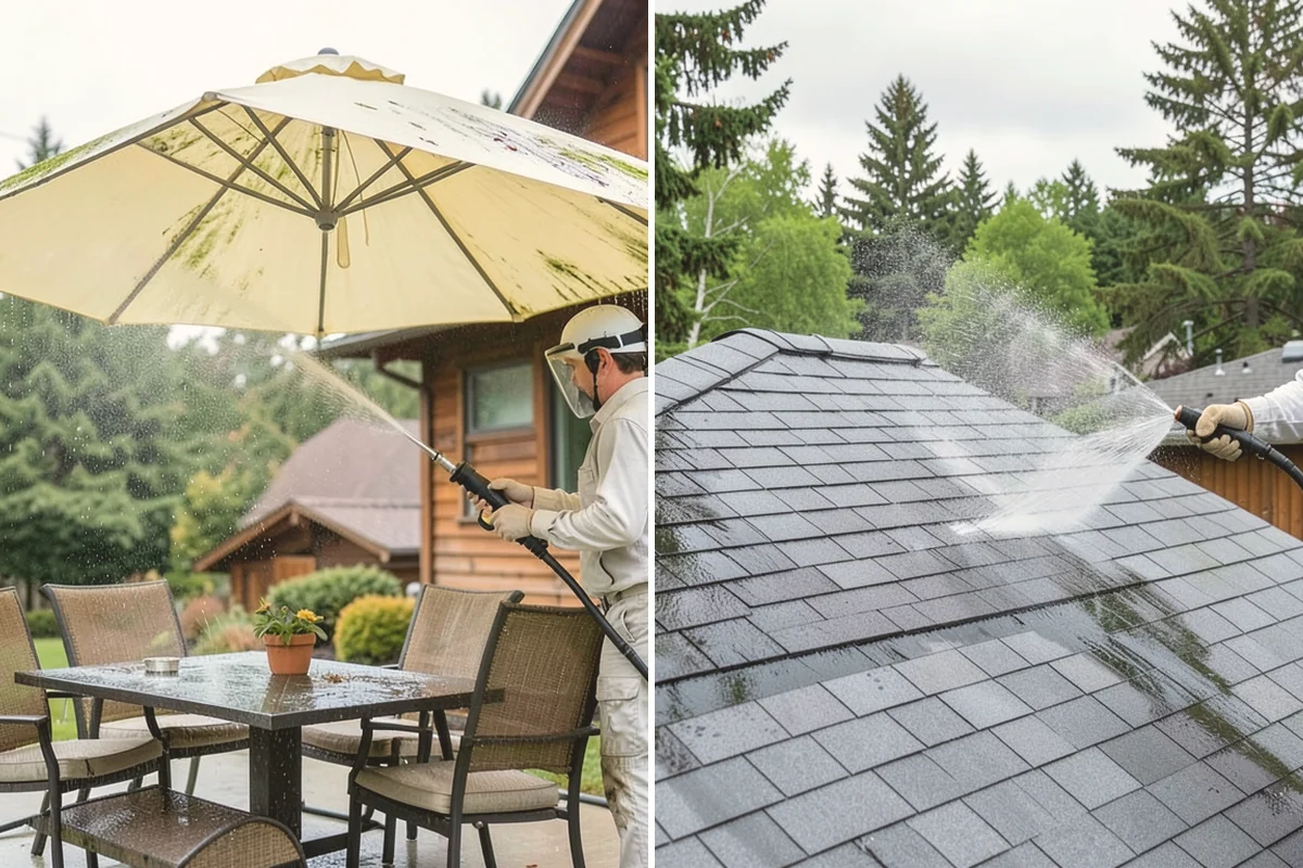 Exterior Gutter Whitening in Lynnwood, Snohomish County, WA - Rinse loose grime from the gutter faces