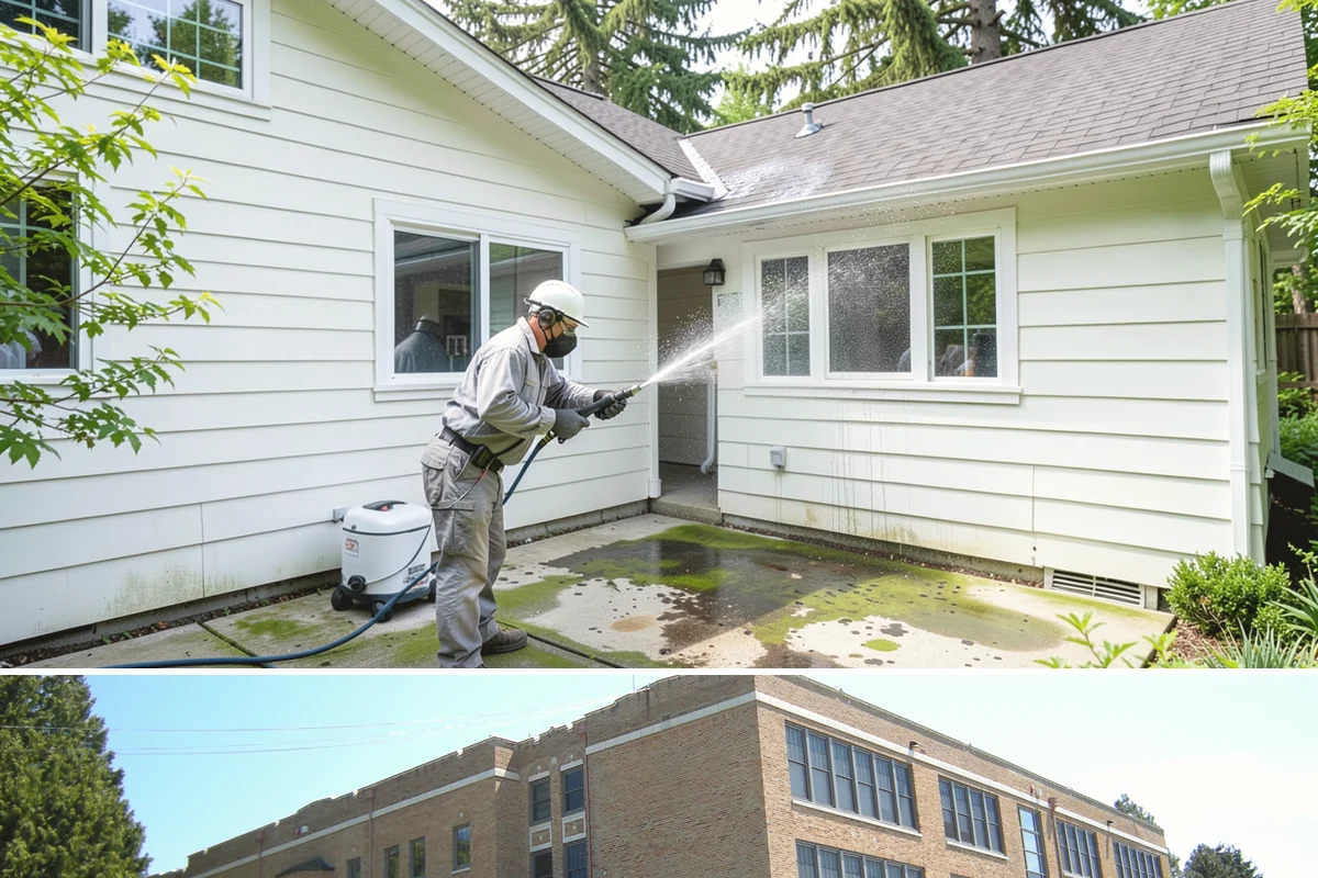 Exterior Gutter Whitening in Maple Valley, King County, WA - Whitening shows best in spring or summer when brighter light highlights the restored panels.