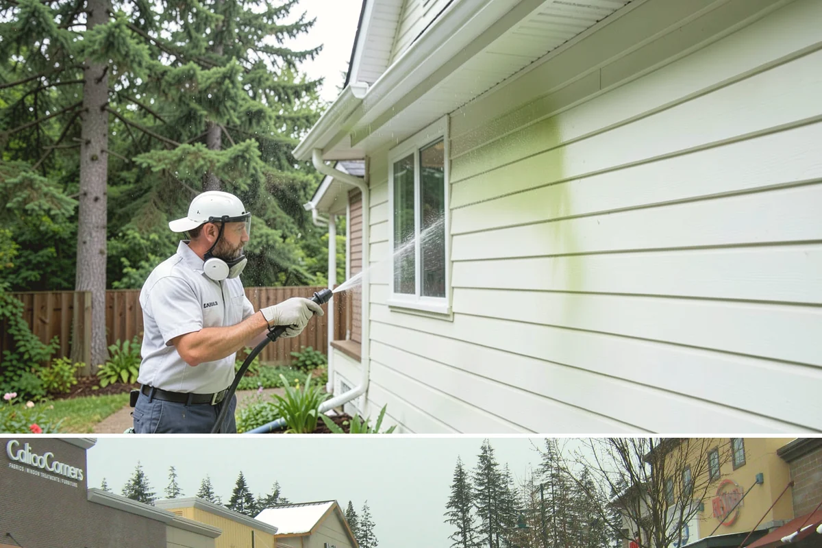 Exterior Gutter Whitening in Mill Creek, Snohomish County, WA - Whitening shows best in spring or summer when brighter light highlights the restored panels.