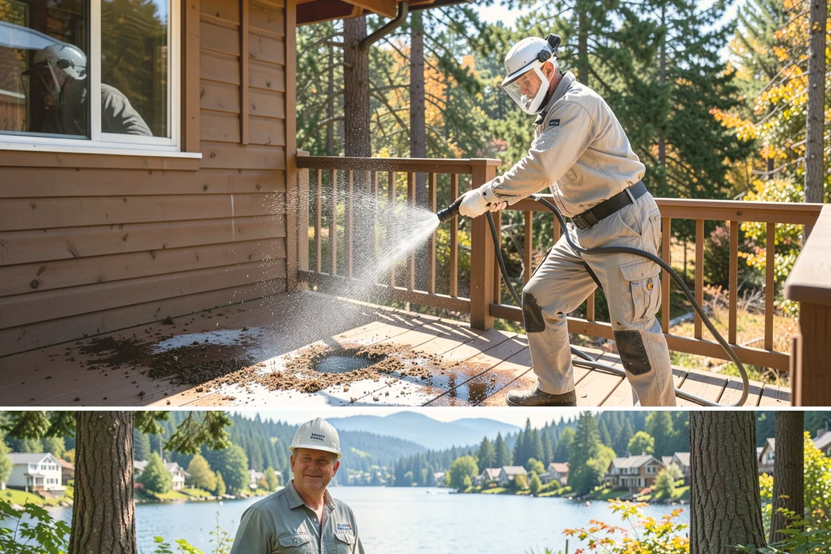 Exterior Gutter Whitening in Milton, King County, WA - Whitening shows best in spring or summer when brighter light highlights the restored panels.