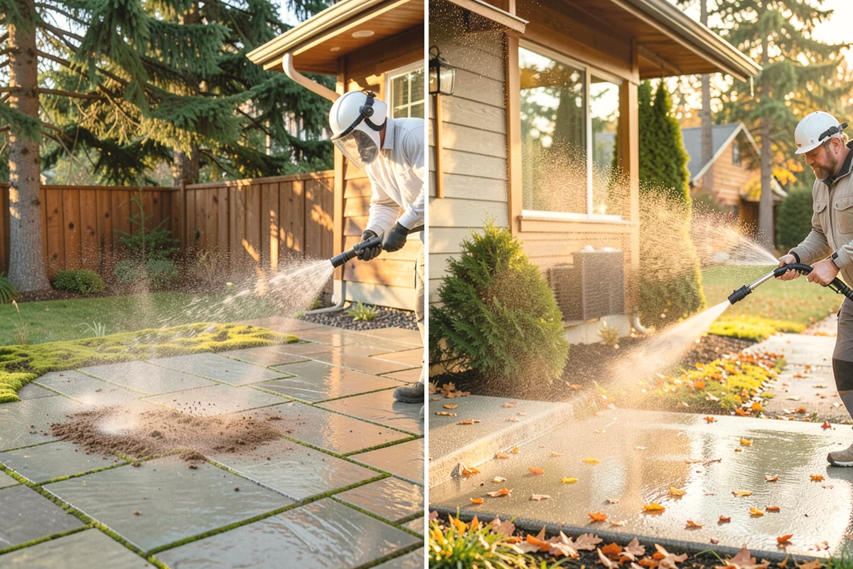 Exterior Gutter Whitening in Monroe, Snohomish County, WA - Rinse loose grime from the gutter faces