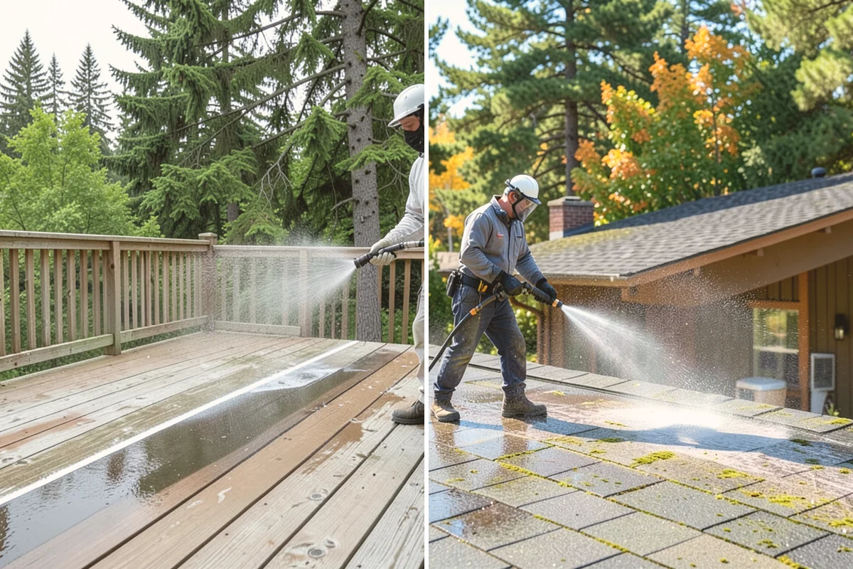 Exterior Gutter Whitening in Mount Vernon, Skagit County, WA - Rinse loose grime from the gutter faces
