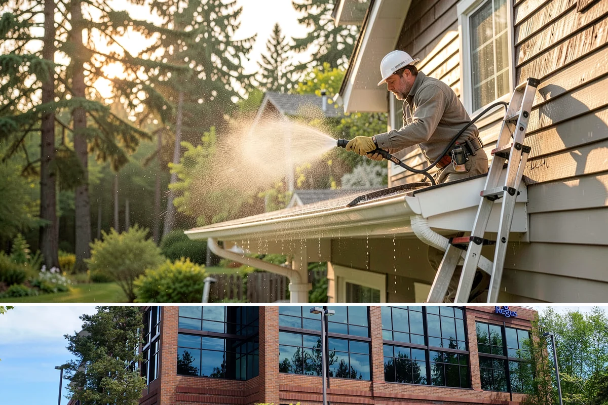 Exterior Gutter Whitening in Mountlake Terrace, Snohomish County, WA - Whitening shows best in spring or summer when brighter light highlights the restored panels.