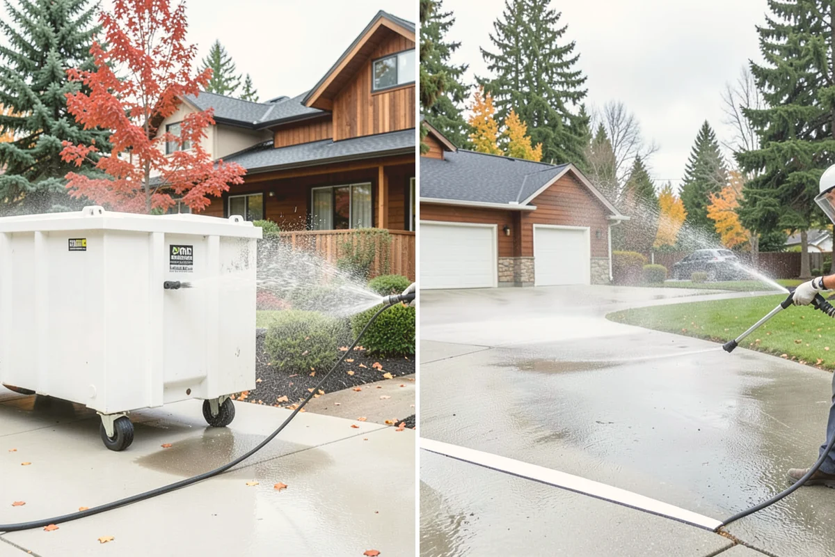 Exterior Gutter Whitening in Newcastle, King County, WA - Rinse loose grime from the gutter faces