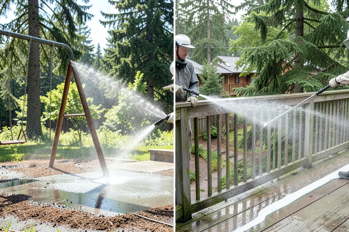 Exterior Gutter Whitening in Normandy Park, King County, WA - Rinse loose grime from the gutter faces