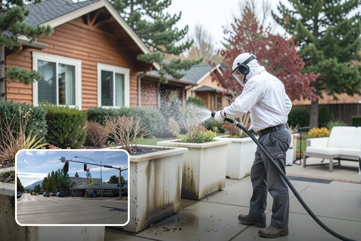 Exterior Gutter Whitening in North Bend, King County, WA - Dissolves the gray oxidation layer on white gutter faces