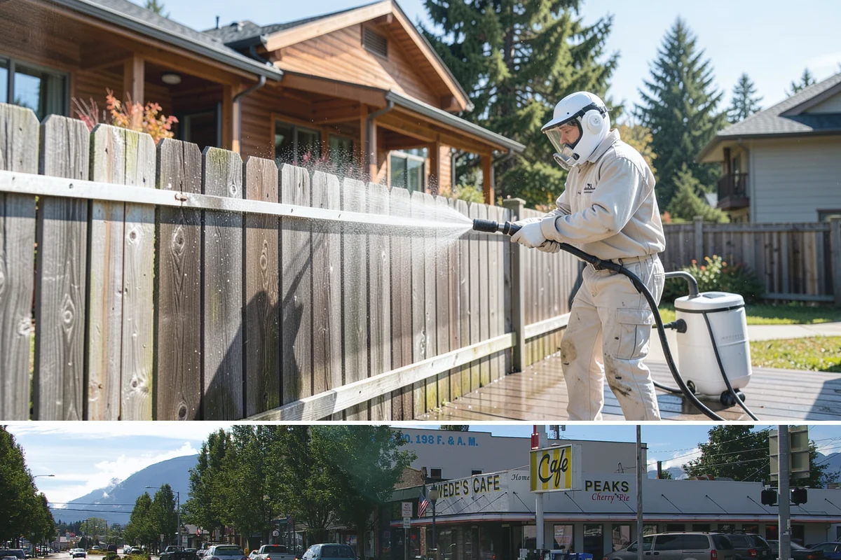 Exterior Gutter Whitening in North Bend, King County, WA - Whitening shows best in spring or summer when brighter light highlights the restored panels.