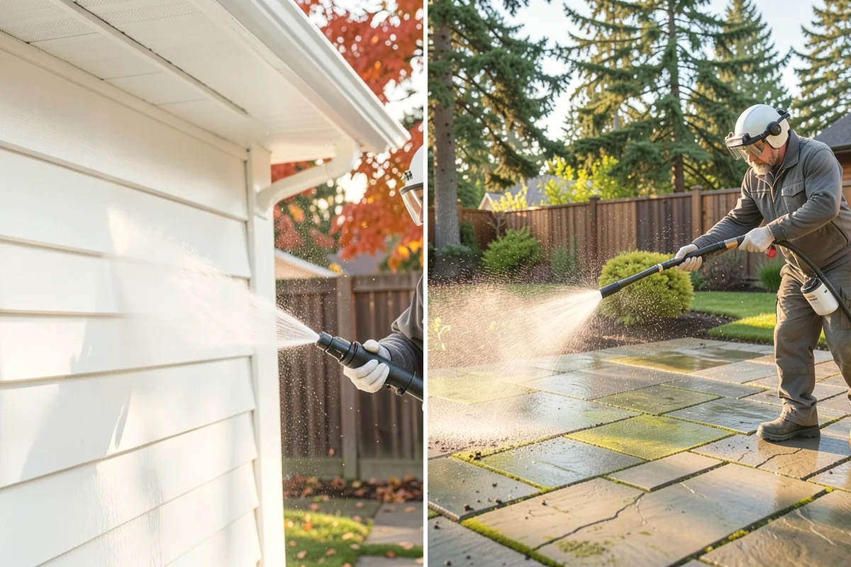 Exterior Gutter Whitening in Oak Harbor, Island County, WA - Rinse loose grime from the gutter faces