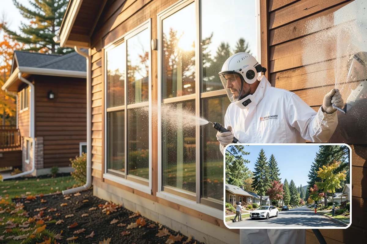 Exterior Gutter Whitening in Orting, Pierce County, WA - Dissolves the gray oxidation layer on white gutter faces