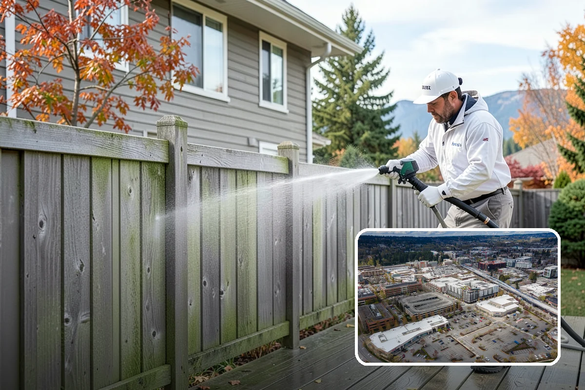 Exterior Gutter Whitening in Redmond, King County, WA - Dissolves the gray oxidation layer on white gutter faces