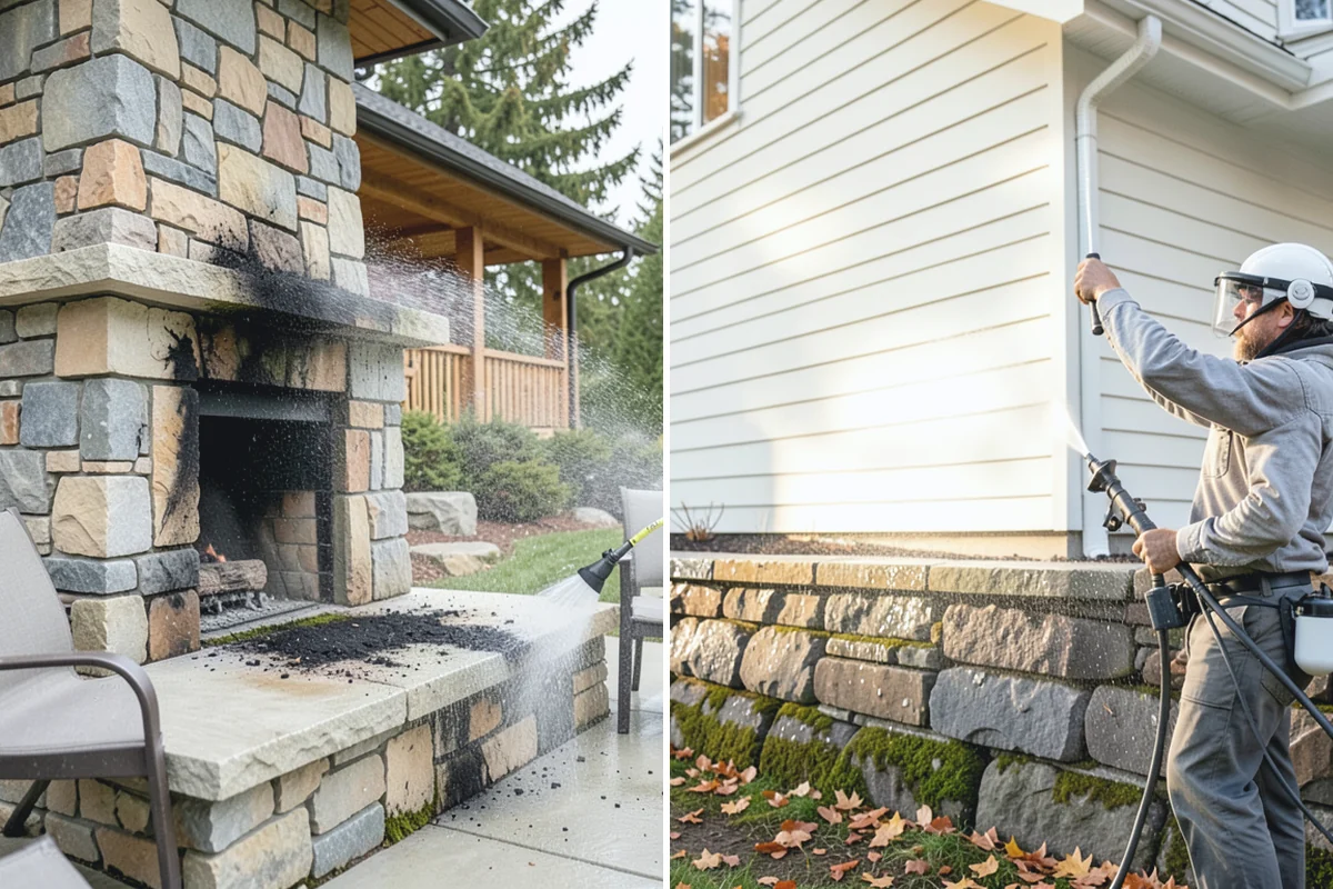 Exterior Gutter Whitening in Redmond, King County, WA - Rinse loose grime from the gutter faces