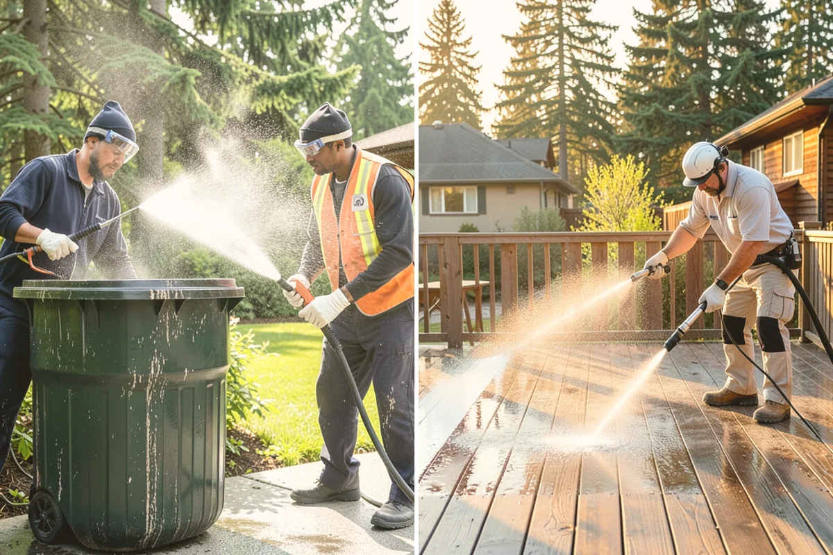 Exterior Gutter Whitening in Sammamish, King County, WA - Rinse loose grime from the gutter faces