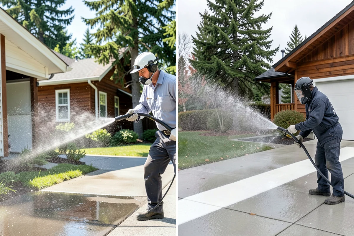 Exterior Gutter Whitening in SeaTac, King County, WA - Rinse loose grime from the gutter faces