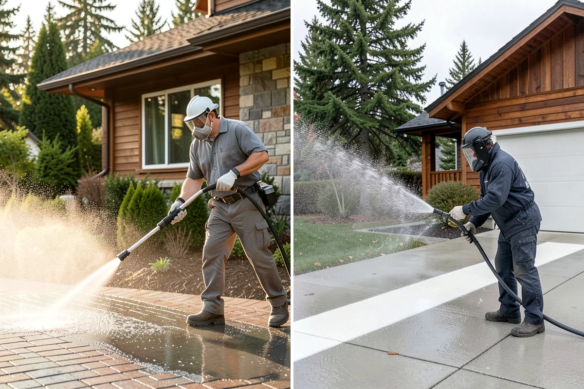 Exterior Gutter Whitening in Seattle, King County, WA - Rinse loose grime from the gutter faces