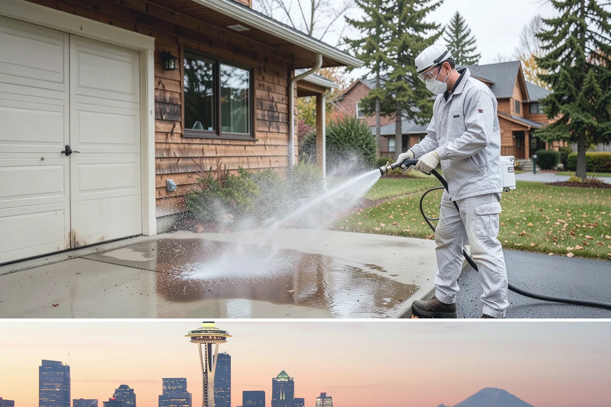 Exterior Gutter Whitening in Seattle, King County, WA - Whitening shows best in spring or summer when brighter light highlights the restored panels.