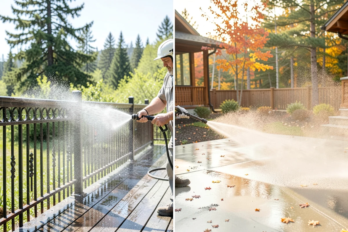 Exterior Gutter Whitening in Sedro-Woolley, Skagit County, WA - Rinse loose grime from the gutter faces