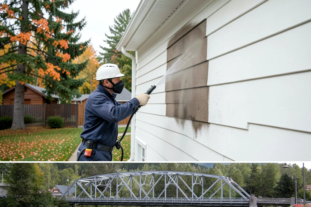 Exterior Gutter Whitening in Skykomish, King County, WA - Whitening shows best in spring or summer when brighter light highlights the restored panels.