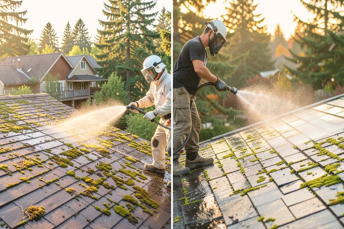 Exterior Gutter Whitening in Snohomish, Snohomish County, WA - Rinse loose grime from the gutter faces