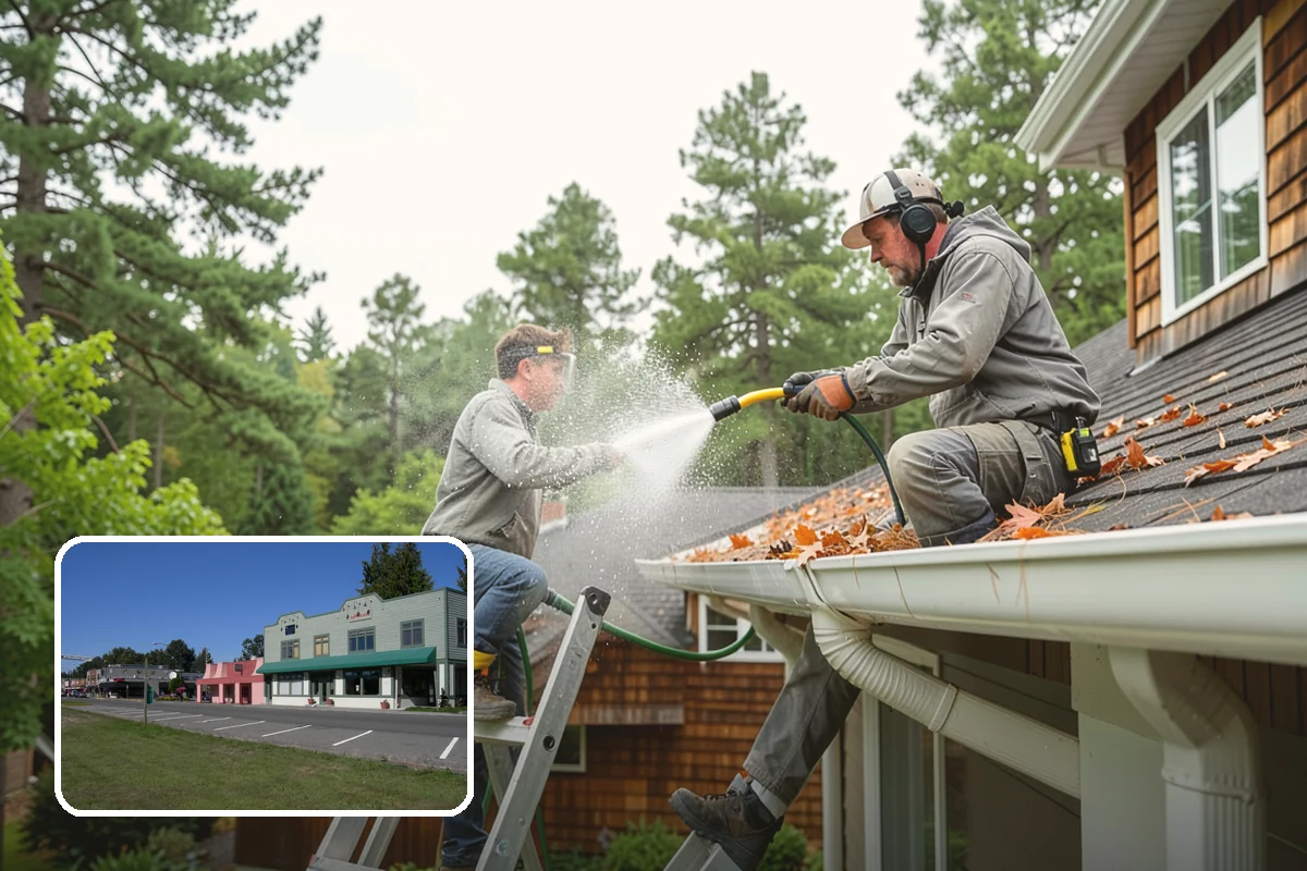 Exterior Gutter Whitening in Snoqualmie, King County, WA - Dissolves the gray oxidation layer on white gutter faces