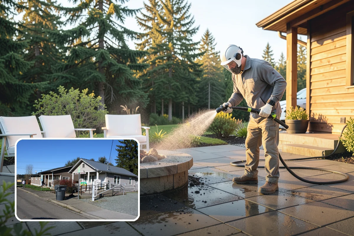 Exterior Gutter Whitening in South Prairie, Pierce County, WA - Dissolves the gray oxidation layer on white gutter faces