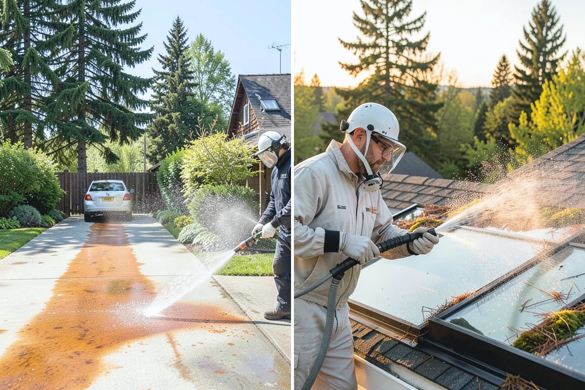 Exterior Gutter Whitening in Sumner, Pierce County, WA - Rinse loose grime from the gutter faces