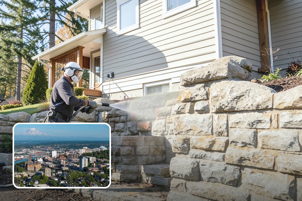 Exterior Gutter Whitening in Tacoma, Pierce County, WA - Dissolves the gray oxidation layer on white gutter faces