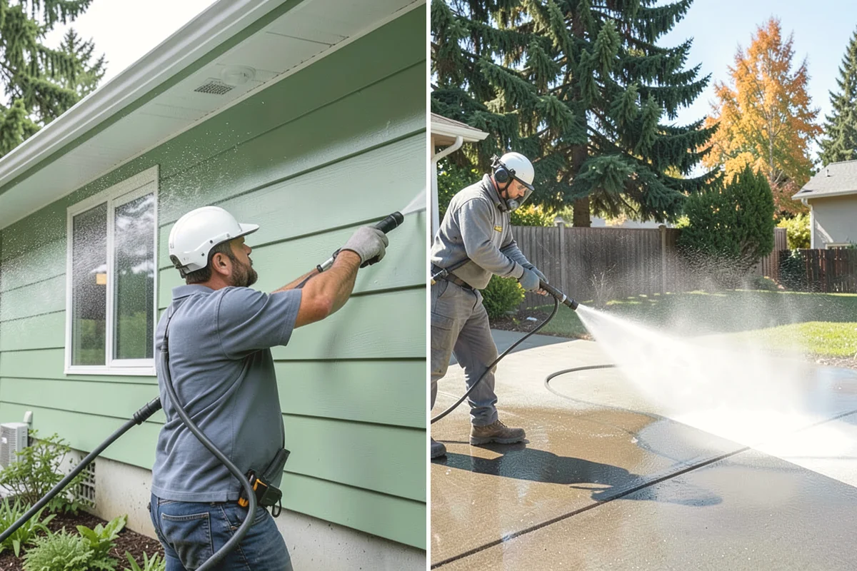 Exterior Gutter Whitening in Tukwila, King County, WA - Rinse loose grime from the gutter faces