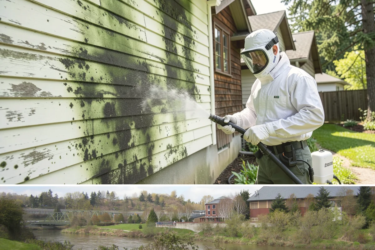Exterior Gutter Whitening in Tukwila, King County, WA - Whitening shows best in spring or summer when brighter light highlights the restored panels.