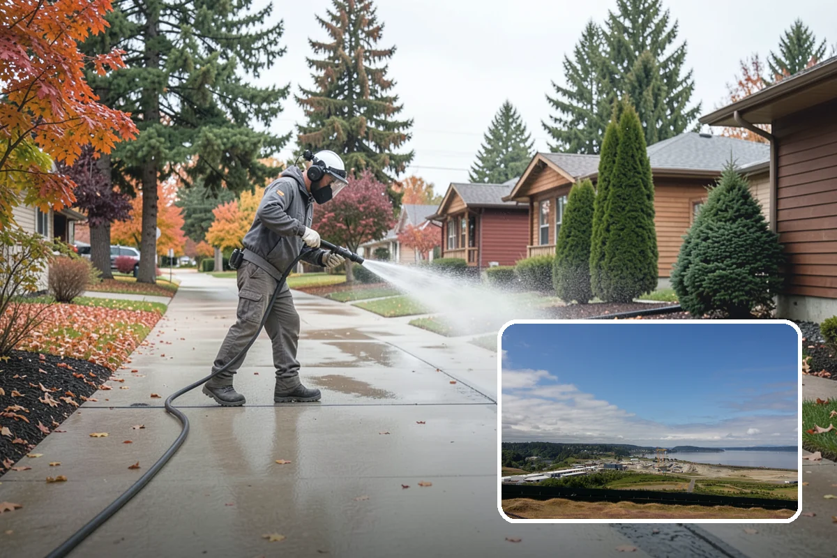 Exterior Gutter Whitening in University Place, Pierce County, WA - Dissolves the gray oxidation layer on white gutter faces