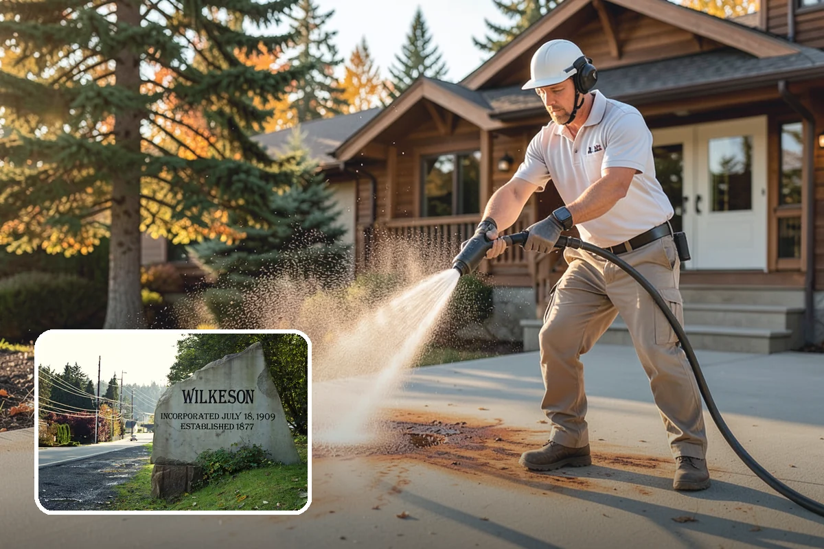 Exterior Gutter Whitening in Wilkeson, Pierce County, WA - Dissolves the gray oxidation layer on white gutter faces