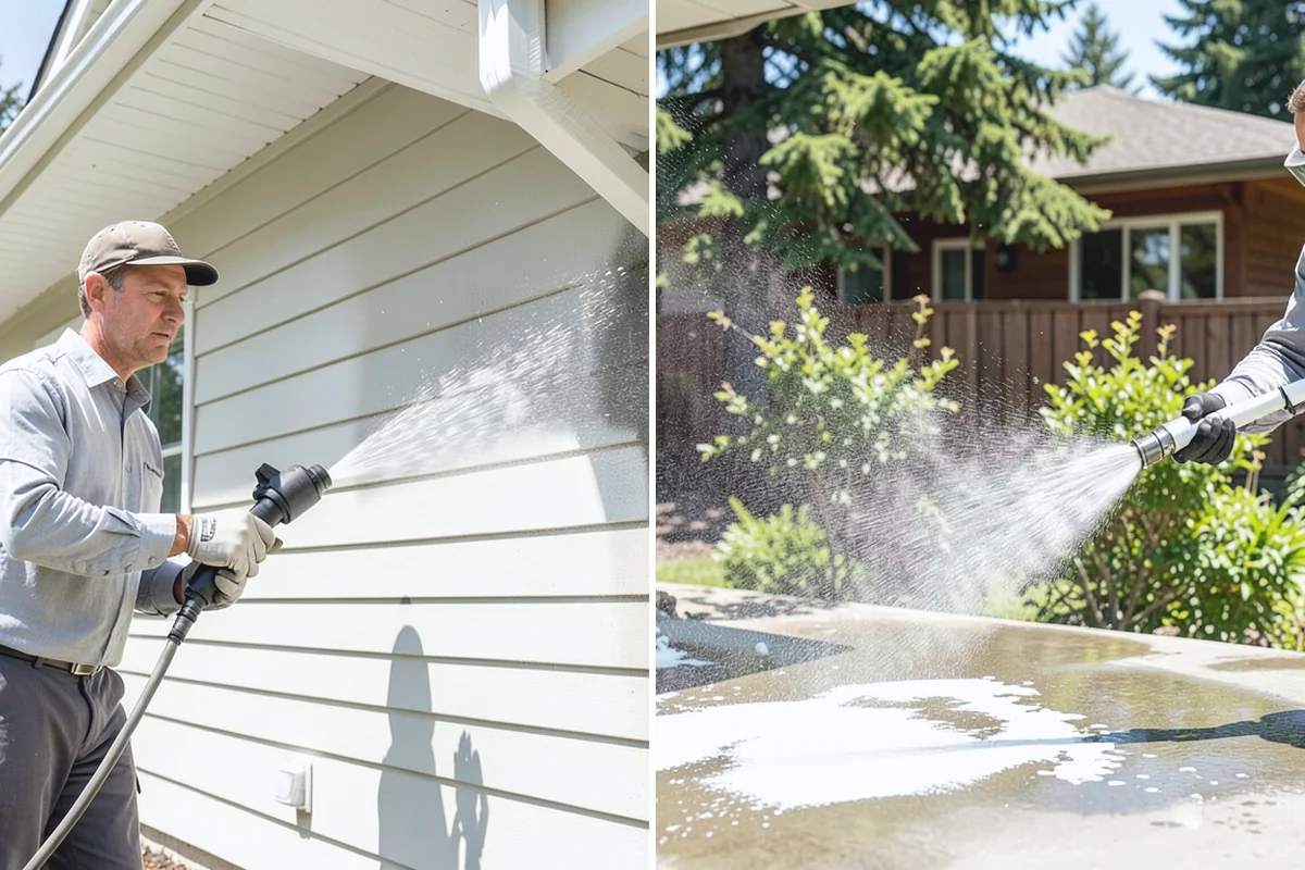 Exterior Gutter Whitening in Wilkeson, Pierce County, WA - Rinse loose grime from the gutter faces
