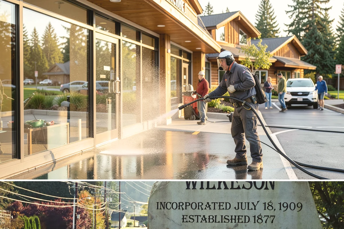 Exterior Gutter Whitening in Wilkeson, Pierce County, WA - Whitening shows best in spring or summer when brighter light highlights the restored panels.