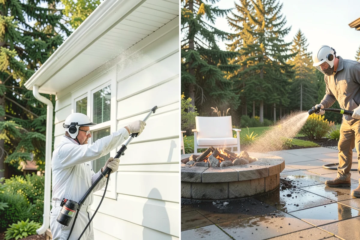 Exterior Gutter Whitening in Yarrow Point, King County, WA - Rinse loose grime from the gutter faces