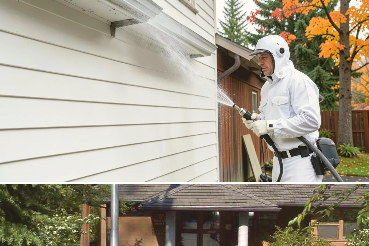Exterior Gutter Whitening in Yarrow Point, King County, WA - Whitening shows best in spring or summer when brighter light highlights the restored panels.