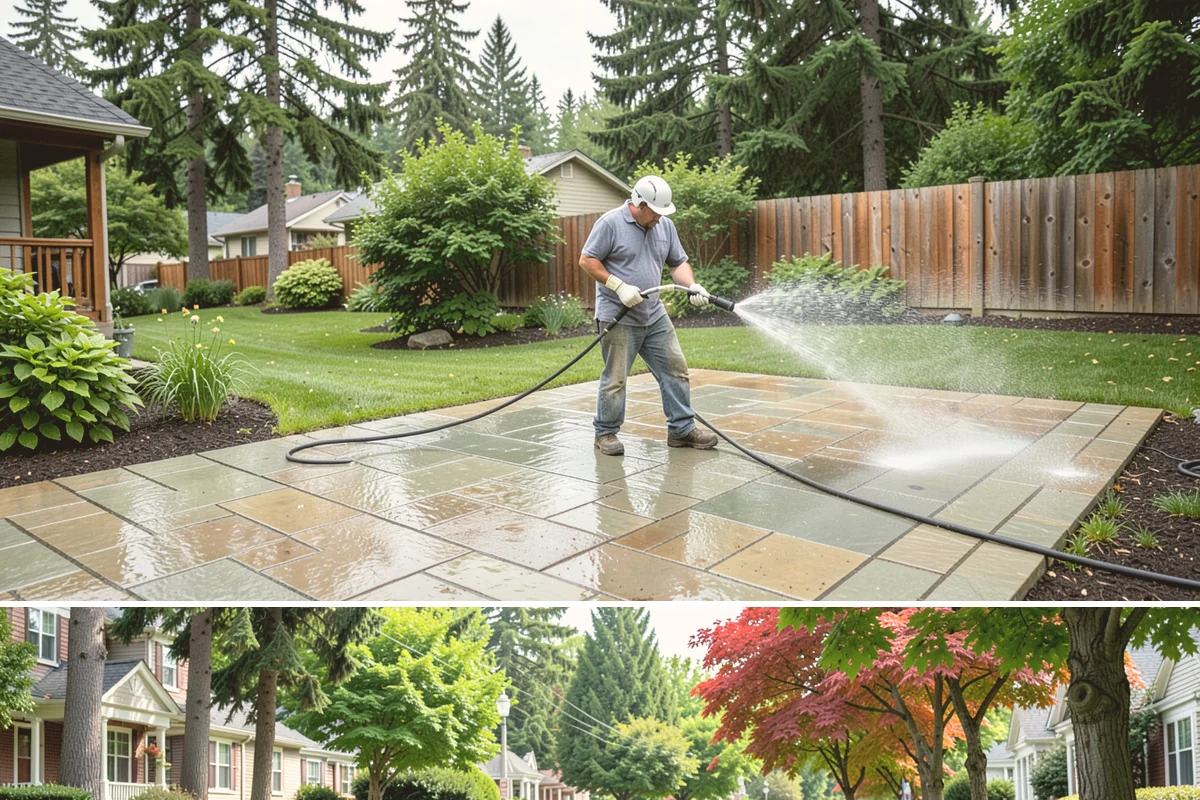 Exterior House Cleaning in Beaux Arts Village, King County, WA - Plan for the warmer months of late spring to early autumn when surfaces dry quickly between cleaning steps.