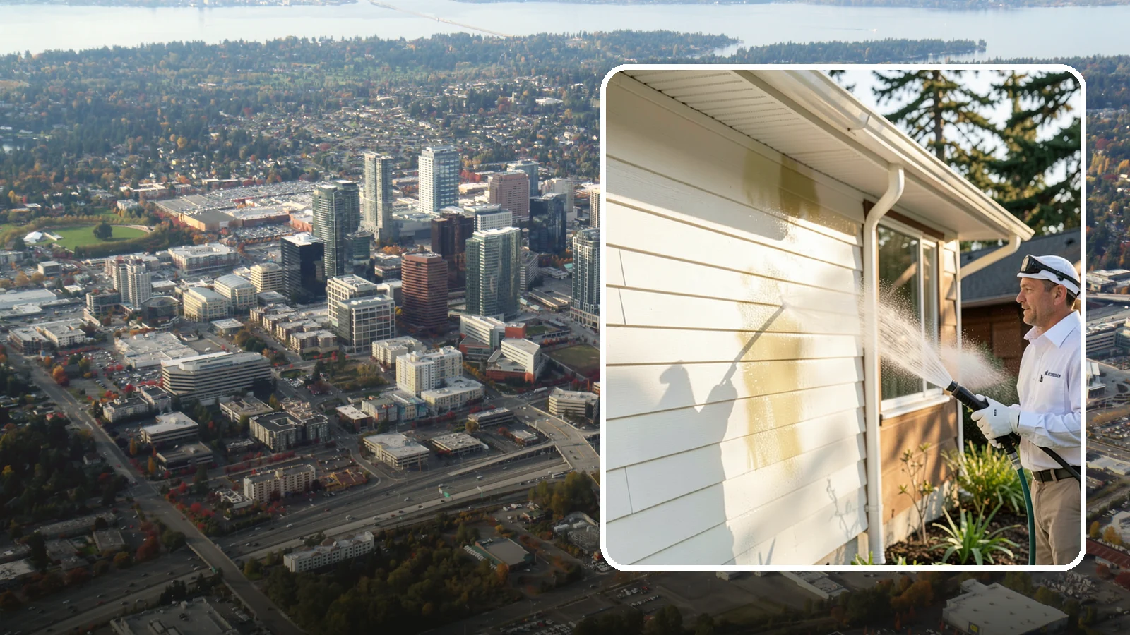 Exterior House Cleaning in Bellevue, King County, WA - Exterior house cleaning tackles the full outside of your home, from siding and soffits to trim and entry areas dulled by...