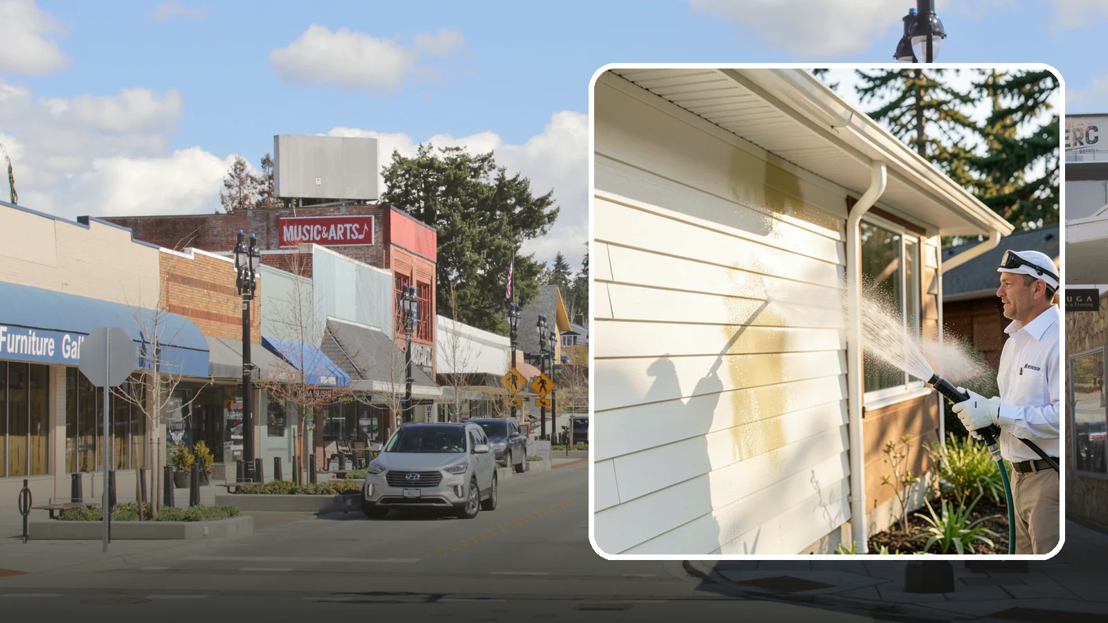 Exterior House Cleaning in Bothell, King County, WA - Exterior house cleaning tackles the full outside of your home, from siding and soffits to trim and entry areas dulled by...