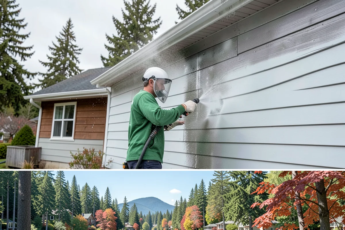 Exterior House Cleaning in Covington, King County, WA - Plan for the warmer months of late spring to early autumn when surfaces dry quickly between cleaning steps.