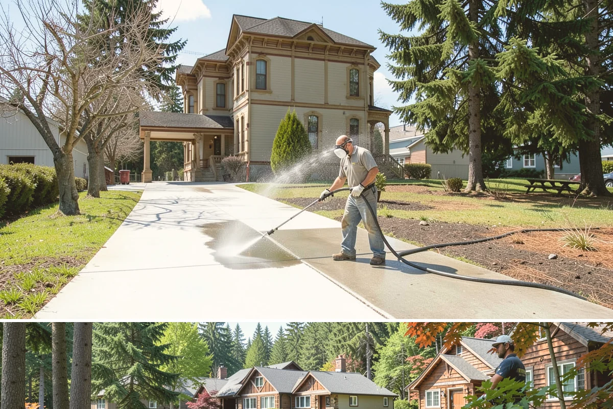 Exterior House Cleaning in Edgewood, Pierce County, WA - Plan for the warmer months of late spring to early autumn when surfaces dry quickly between cleaning steps.