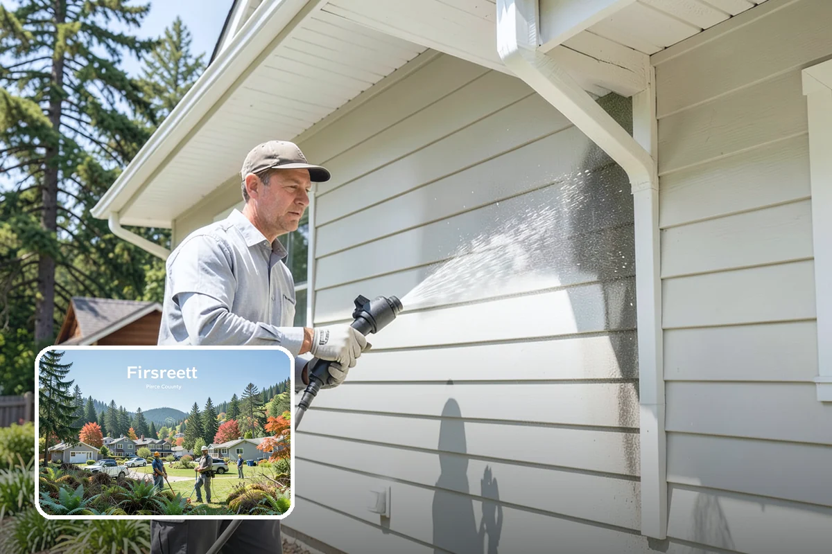 Exterior House Cleaning in Fircrest, Pierce County, WA - Covers the whole envelope, not just the obvious walls