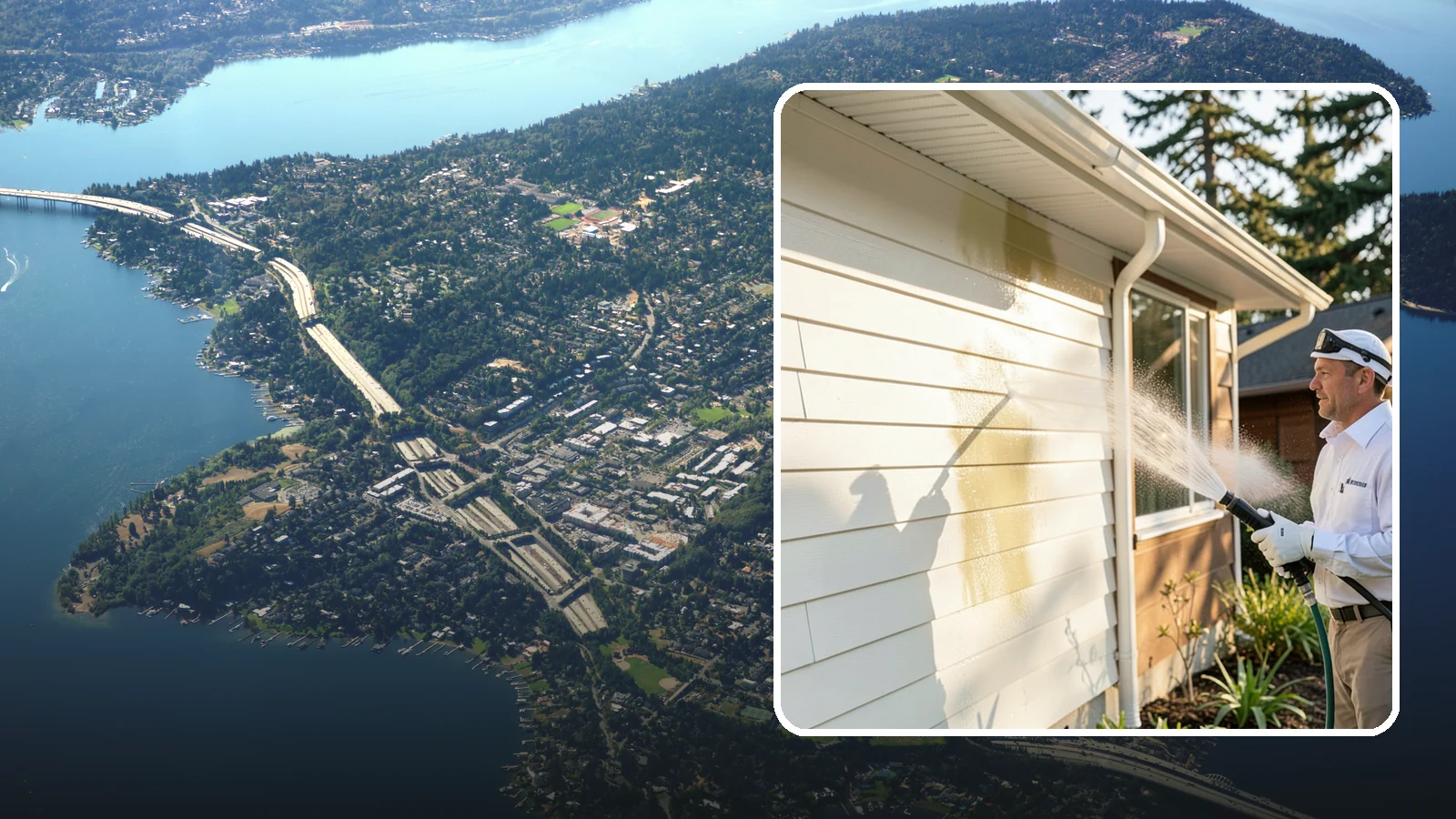 Exterior House Cleaning in Mercer Island, King County, WA - Exterior house cleaning tackles the full outside of your home, from siding and soffits to trim and entry areas dulled by...