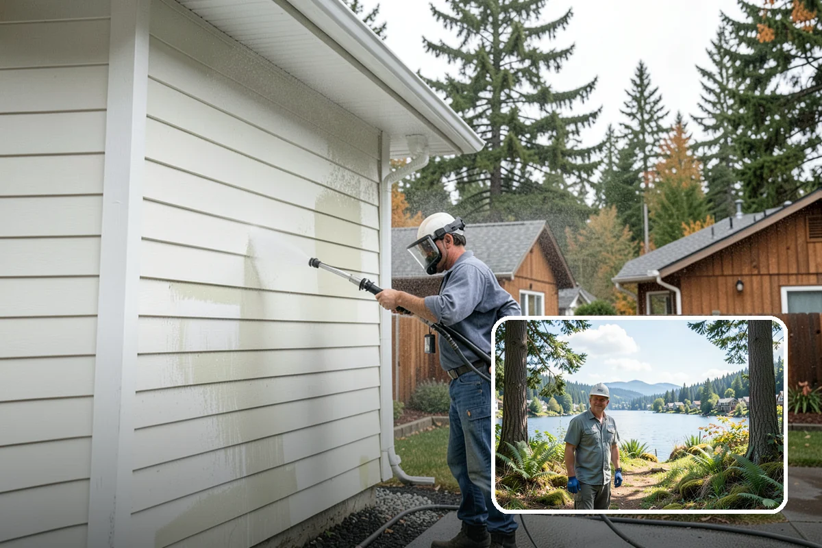 Exterior House Cleaning in Milton, King County, WA - Covers the whole envelope, not just the obvious walls