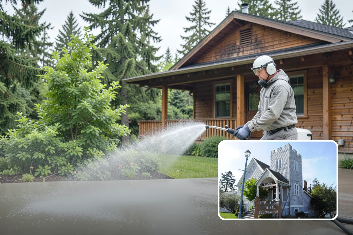 Exterior House Cleaning in Steilacoom, Pierce County, WA - Covers the whole envelope, not just the obvious walls