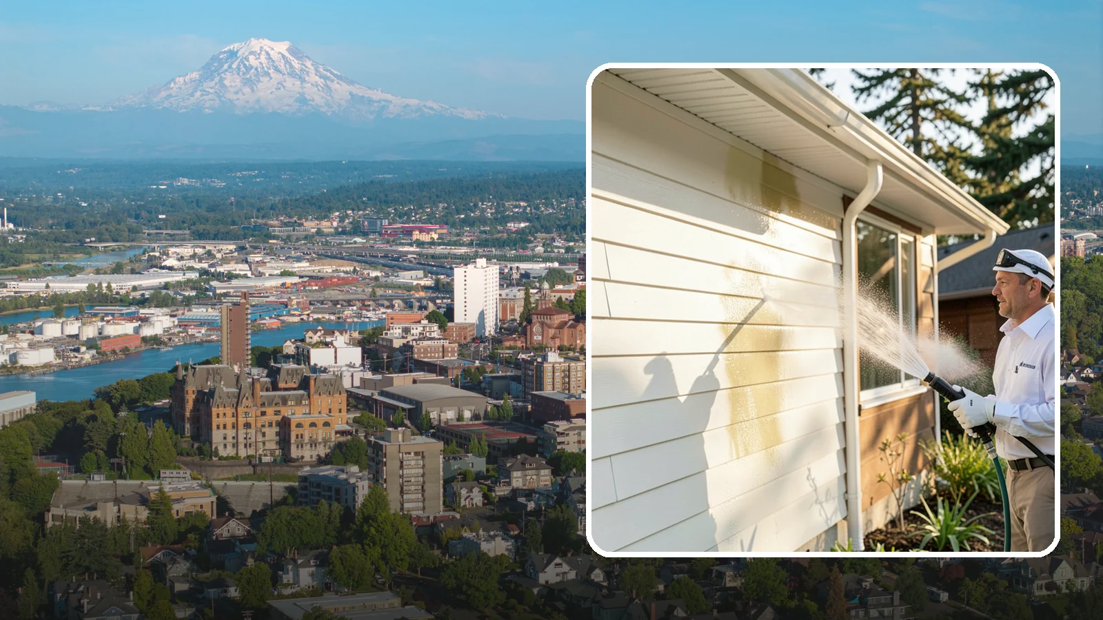 Exterior House Cleaning in Tacoma, Pierce County, WA - Exterior house cleaning tackles the full outside of your home, from siding and soffits to trim and entry areas dulled by...