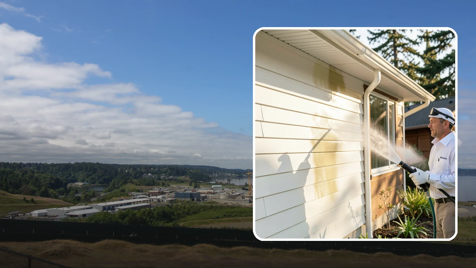 Exterior House Cleaning in University Place, Pierce County, WA - Exterior house cleaning tackles the full outside of your home, from siding and soffits to trim and entry areas dulled by...