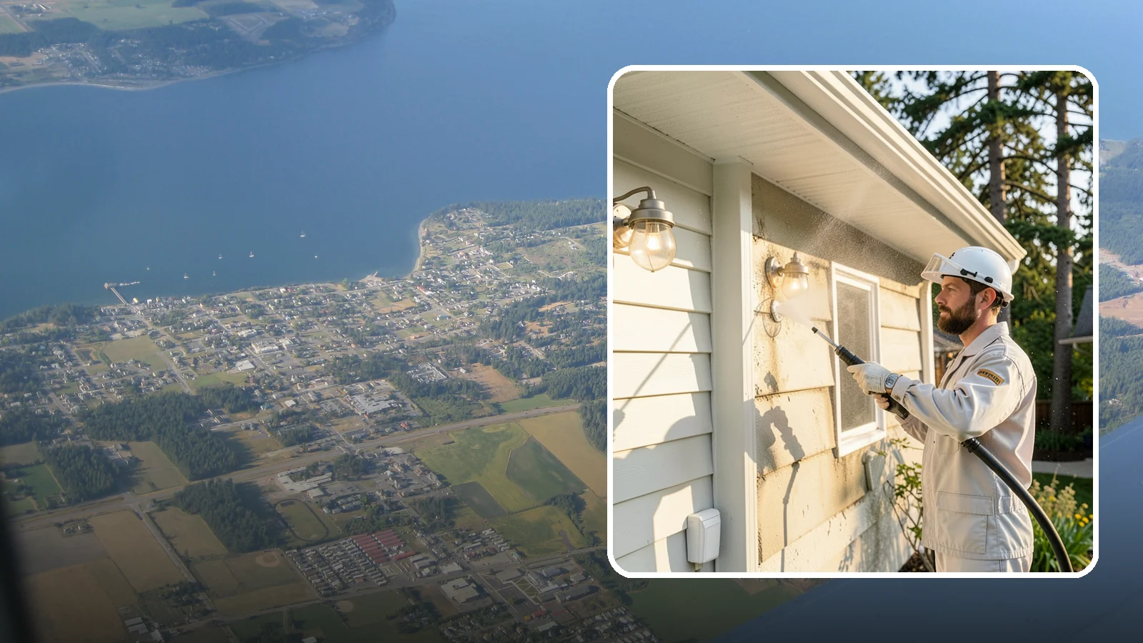 Exterior Light Fixture Cleaning in Coupeville, Island County, WA - We hand clean porch and coach lights to clear cobwebs, insect debris, and oxidation from glass and metal fixtures.