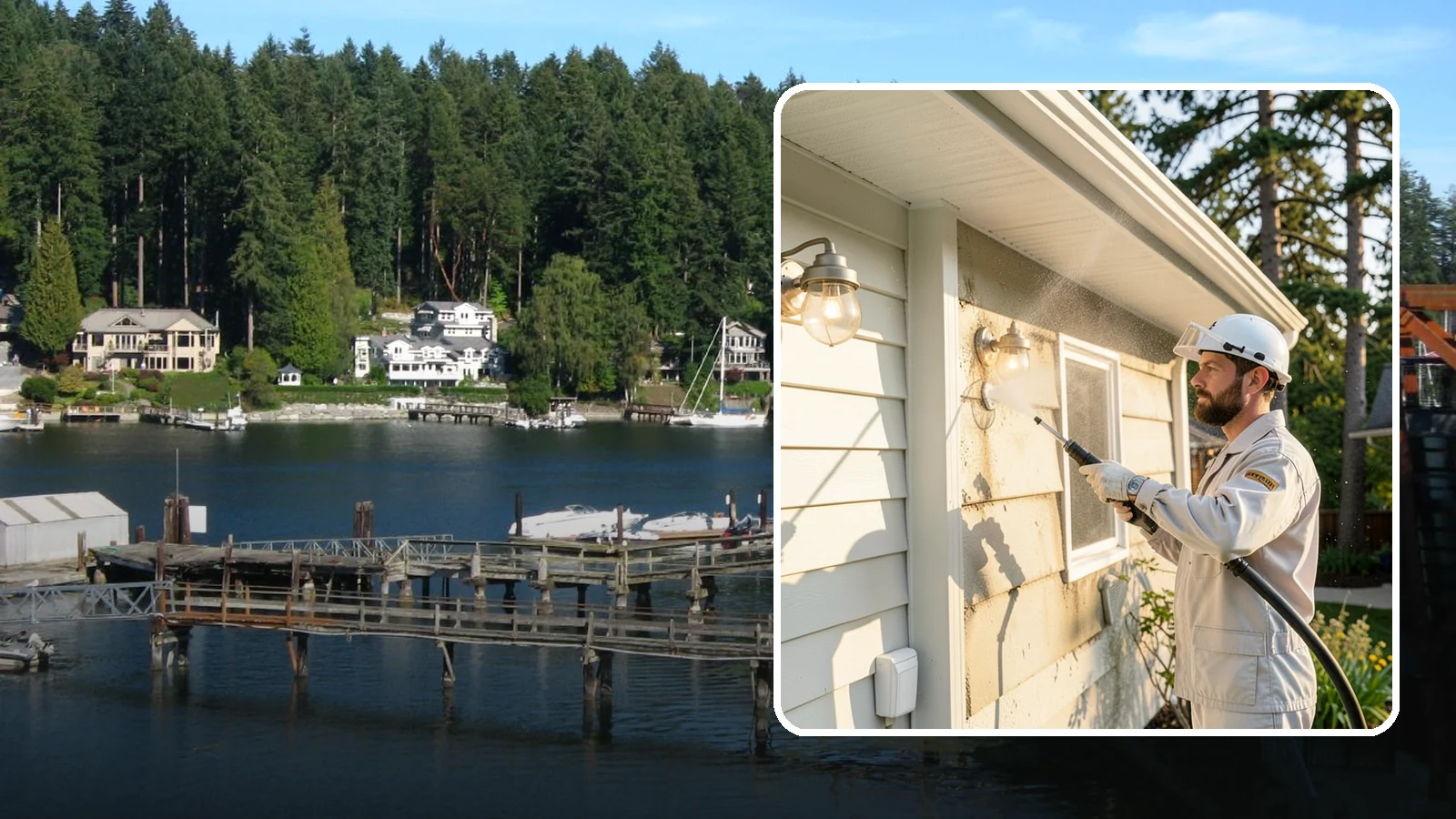 Exterior Light Fixture Cleaning in Gig Harbor, Pierce County, WA - We hand clean porch and coach lights to clear cobwebs, insect debris, and oxidation from glass and metal fixtures.