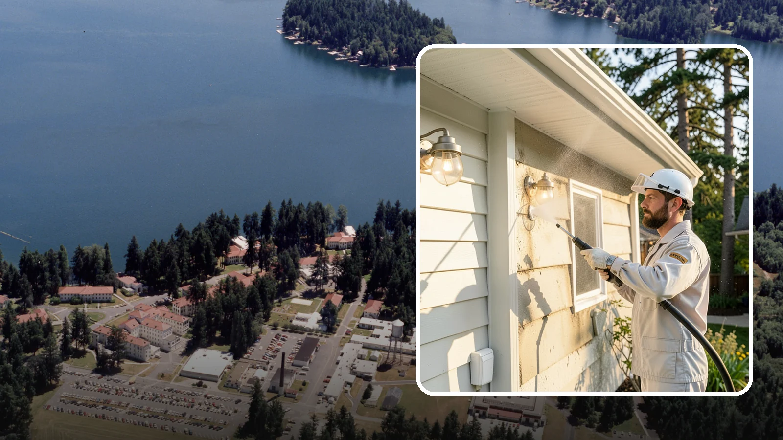 Exterior Light Fixture Cleaning in Lakewood, Pierce County, WA - We hand clean porch and coach lights to clear cobwebs, insect debris, and oxidation from glass and metal fixtures.