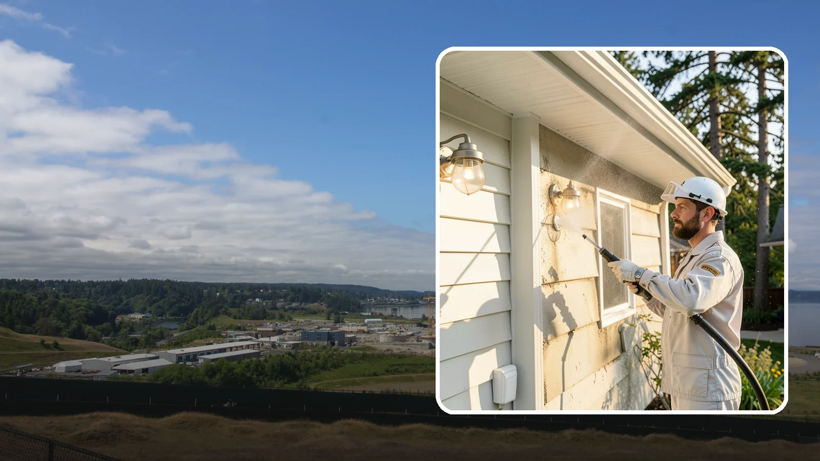 Exterior Light Fixture Cleaning in University Place, Pierce County, WA - We hand clean porch and coach lights to clear cobwebs, insect debris, and oxidation from glass and metal fixtures.
